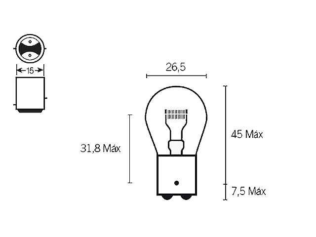 Bollard Glödlampa (BAY15d) 12V 21/5W