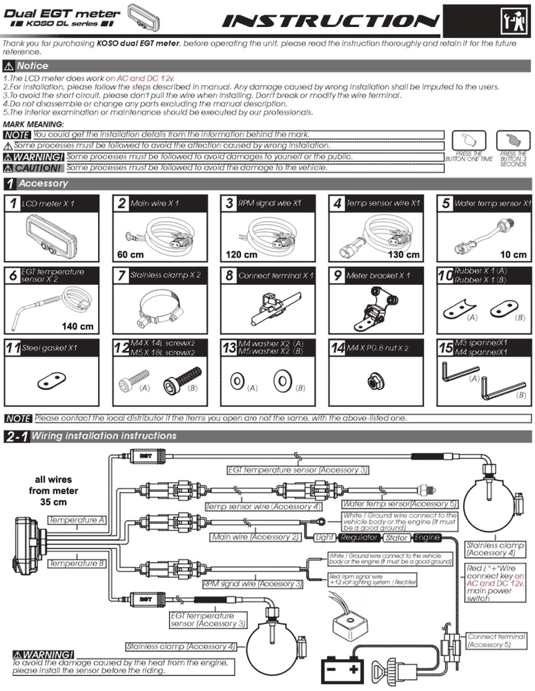 Koso Avgastempmtare (Dual EGT / RPM) - FAST