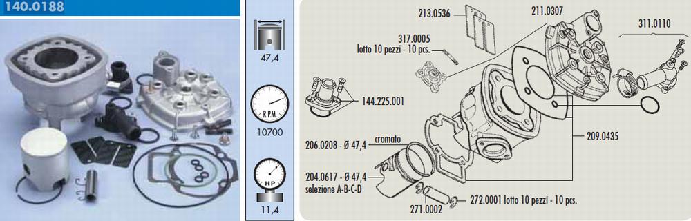 Polini Cylinderkit (Alu) 70cc - Piaggio