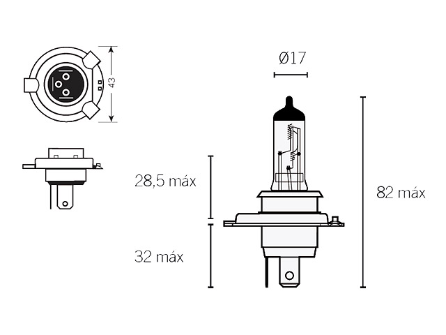SP1 Gldlampa H4 (P43t) 60/60W