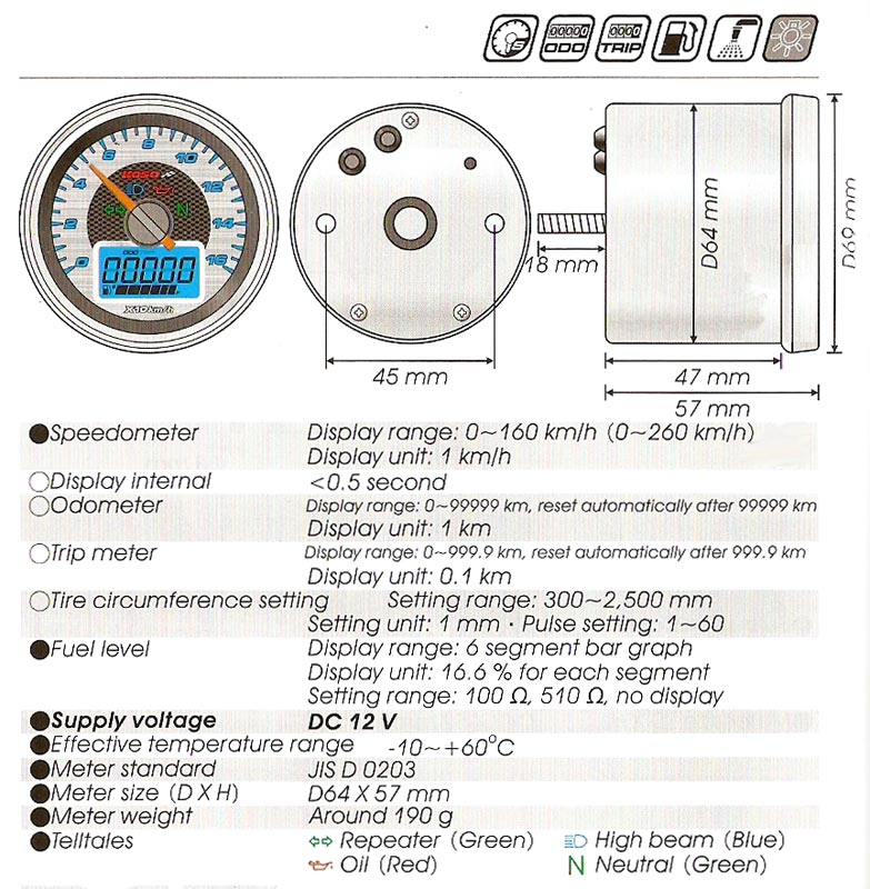 Koso Hastighetsmätare (Chrome Style)