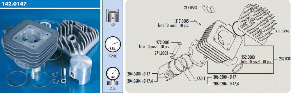 Polini Cylinderkit (Sport) 70cc