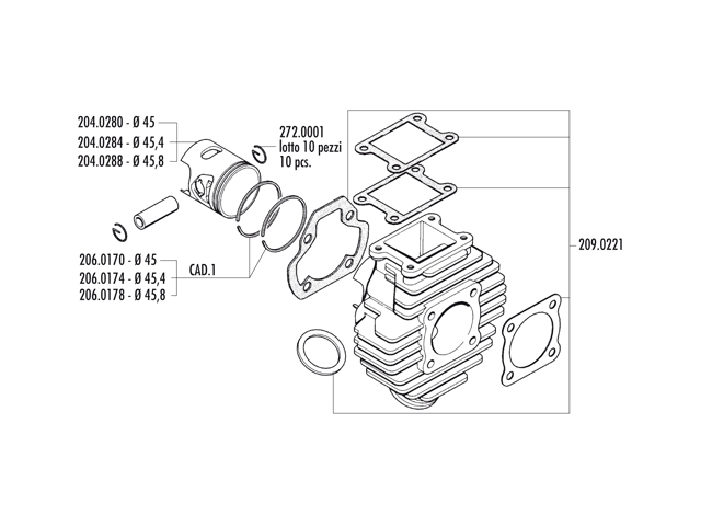 Polini Cylinderkit (Sport) 70cc