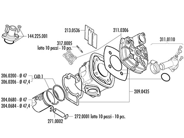 Polini Cylinderkit (Sport) 70cc - Piaggio