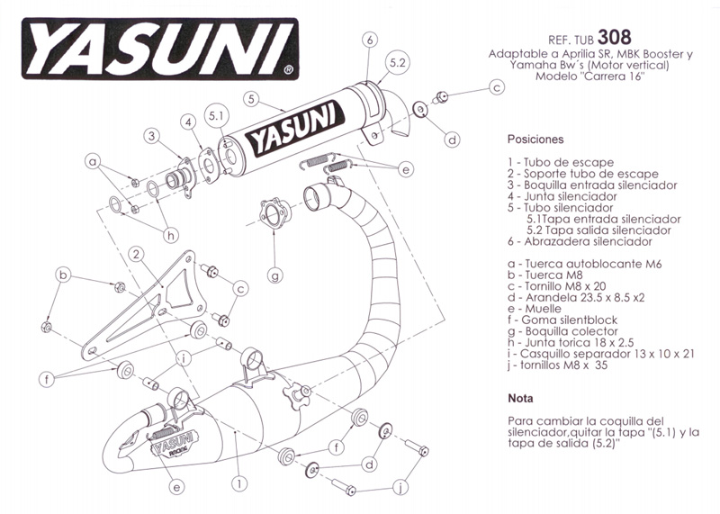 Yasuni Avgassystem (Carrera 16) Kolfiber