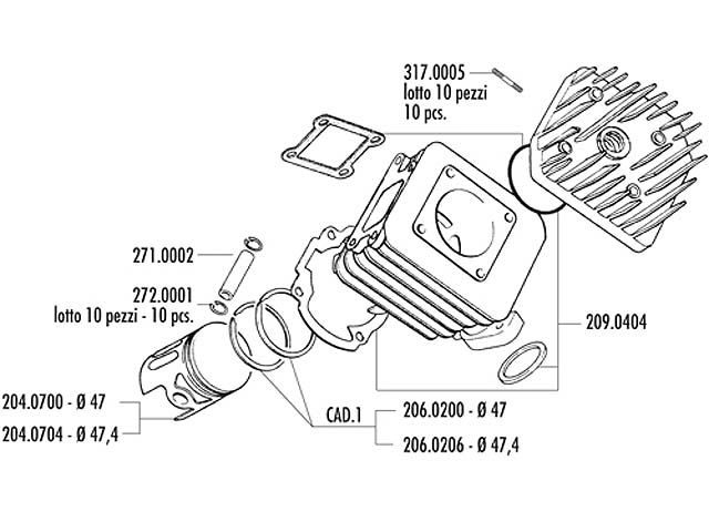 Polini Cylinderkit (Sport) 70 cc