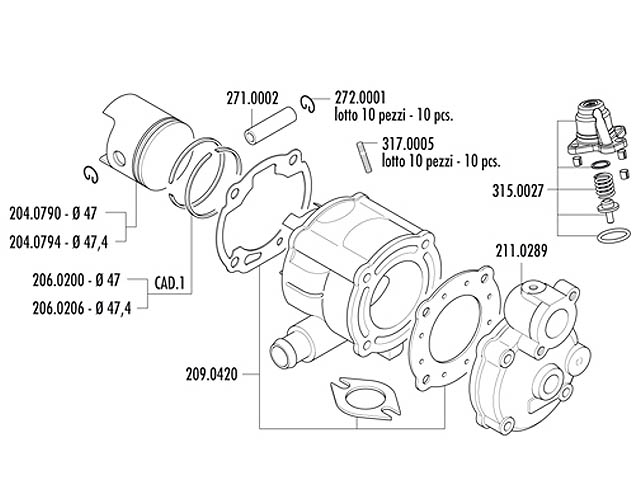 Polini Cylinderkit (Sport, Injection) 70cc