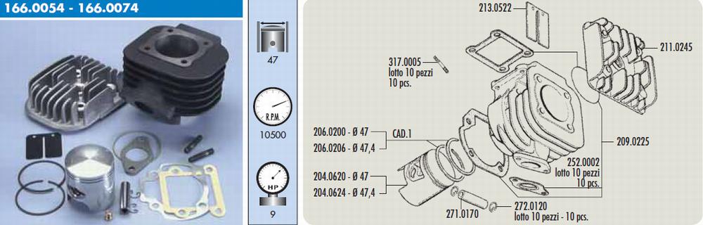 Polini Cylinderkit (Sport) 70cc - 10 mm