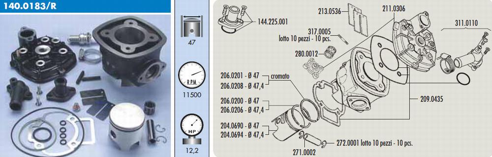 Polini Cylinderkit (Corsa) 70cc - Piaggio