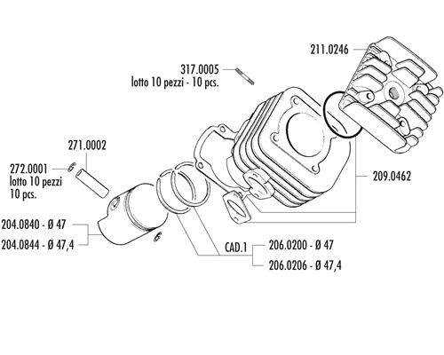 Polini Cylinderkit (Sport) 70cc - 2007 --> Euro3 12 mm