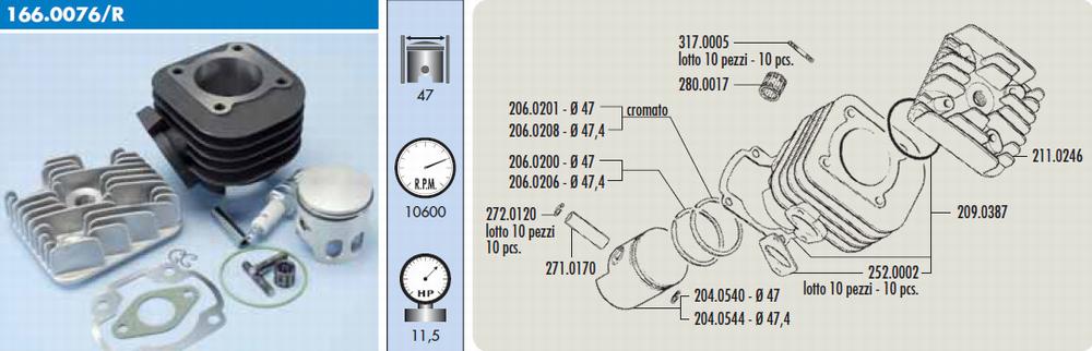 Polini Cylinderkit (Corsa) 70cc - 10 mm